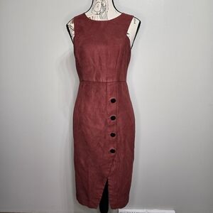 Forever 21 Burgundy Midi Dress with Button Detail